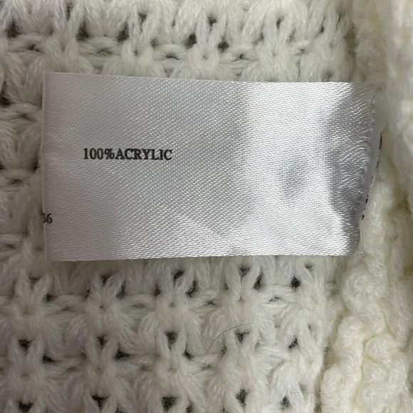 Cream Cowl Neck Chunky Sweater Wooden Buttons Surplice Front M/L - Picture 13 of 15